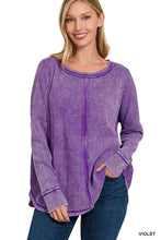 Load image into Gallery viewer, WASHED BABY WAFFLE OVERSIZED LONG SLEEVE TOP