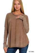 Load image into Gallery viewer, WASHED BABY WAFFLE OVERSIZED LONG SLEEVE TOP