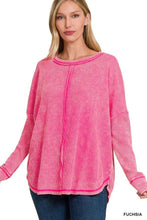 Load image into Gallery viewer, WASHED BABY WAFFLE OVERSIZED LONG SLEEVE TOP