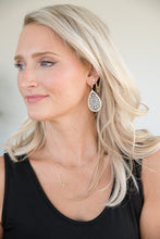 Load image into Gallery viewer, Teardrop Filigree Earrings in White