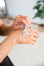 Load image into Gallery viewer, Teardrop Filigree Earrings in White