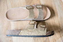 Load image into Gallery viewer, On a Voyage Sandals in Gold Glitter