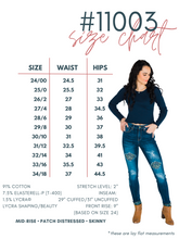 Load image into Gallery viewer, Rubies & Honey Mid-Rise Camo Leopard Patch Distressed Dark Wash Skinny Jeans ๐