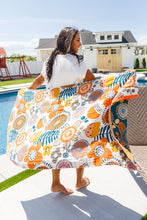 Load image into Gallery viewer, Luxury Beach Towel in Bright Retro Floral