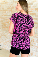 Load image into Gallery viewer, Lizzy Cap Sleeve Top in Pink and Black Zebra