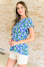 Load image into Gallery viewer, Lizzy Cap Sleeve Top in Royal and Pink Wildflower