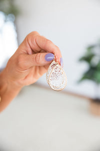 Teardrop Filigree Earrings in White