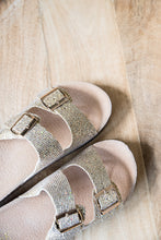 Load image into Gallery viewer, On a Voyage Sandals in Gold Glitter