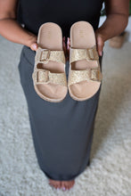Load image into Gallery viewer, On a Voyage Sandals in Gold Glitter