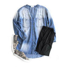 Load image into Gallery viewer, Get Carried Away Chambray Top