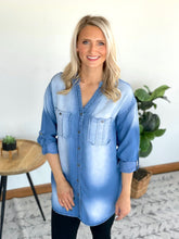 Load image into Gallery viewer, Get Carried Away Chambray Top