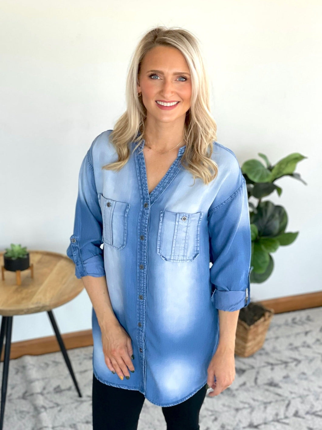 Get Carried Away Chambray Top