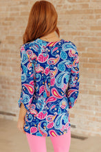 Load image into Gallery viewer, Lizzy Top in Royal and Pink Paisley
