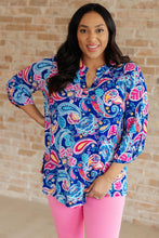 Load image into Gallery viewer, Lizzy Top in Royal and Pink Paisley