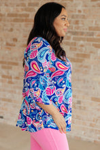 Load image into Gallery viewer, Lizzy Top in Royal and Pink Paisley