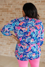 Load image into Gallery viewer, Lizzy Top in Royal and Pink Paisley
