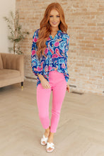 Load image into Gallery viewer, Lizzy Top in Royal and Pink Paisley