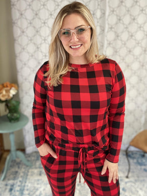 Just For You Plaid Lounge Top